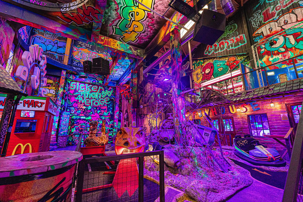 Ghetto Golf indoor venue view